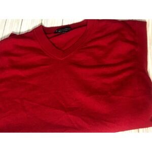 Hart Schaffner Marx Sweater Vest Men 2X Red 100% Extra Fine Merino Wool Pullover